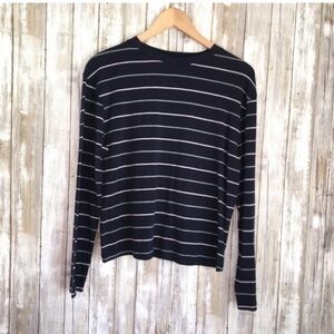 A New Day Blue Striped Long Sleeve Blouse